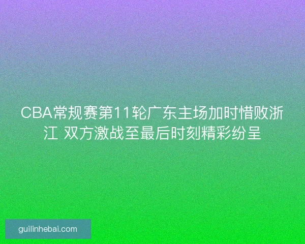 CBA常规赛第11轮广东主场加时惜败浙江 双方激战至最后时刻精彩纷呈